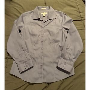 Chicos Long Sleeve Shirt Size 0 Hidden Button Closure No-Iron Light Purple Work